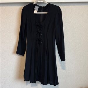Black Long Sleeve Dress with tie front detail